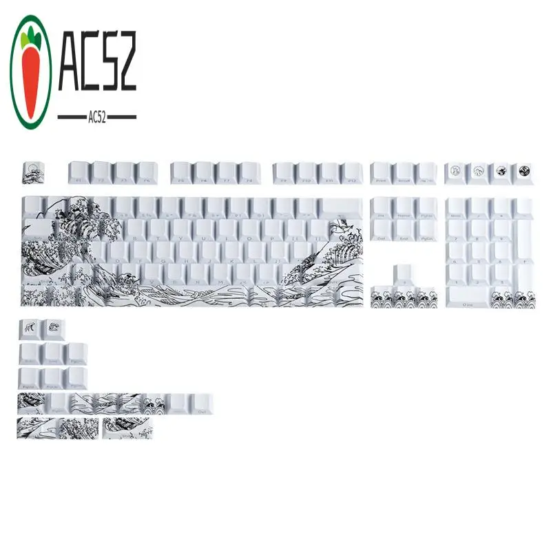 

Клавиши AC52-Ukiyo-E Gradient Keycap PBT с персонализированной боковой гравировкой, полупрозрачные, для механических клавиатур 60/84/98/108