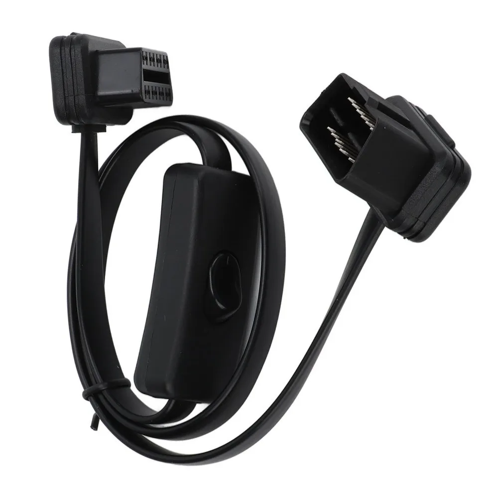 16 Pin OBD2 Extension Cable With Power Switch Universal Diagnostic Adapter Connector Ultra Slim Flat Wire Diagnostic Flat Cord