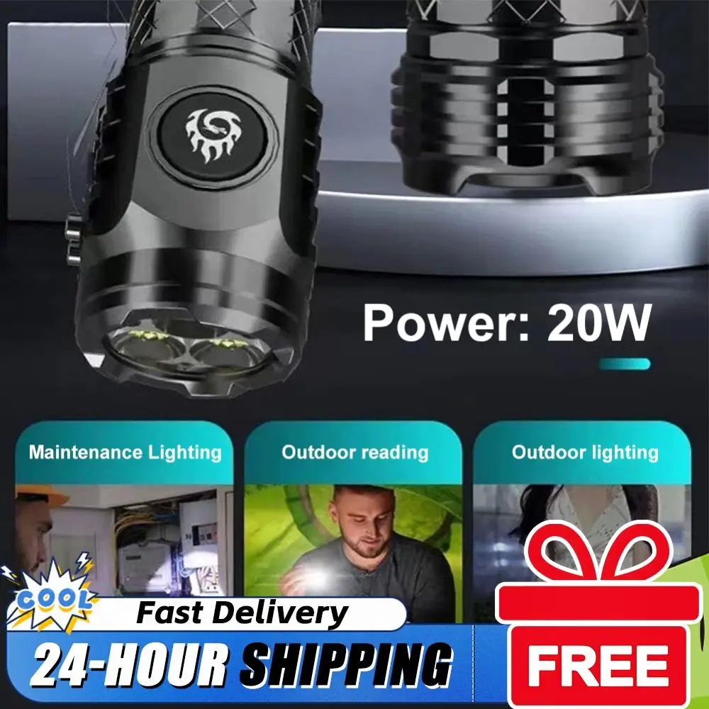 

Перезаряжаемый портативный многофункциональный фонарь Type-C с 5 режимами освещения, водонепроницаемый, маленький светодиодный фонарик для экстренных ситуаций на открытом воздухе