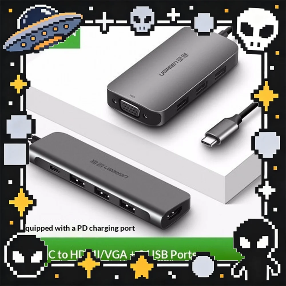 UGREEN 50319 6 in 1 USB C Hub HDMI 4K VGA 1080P 3 USB 3.0 PD Adapter for Laptop PC Monitor