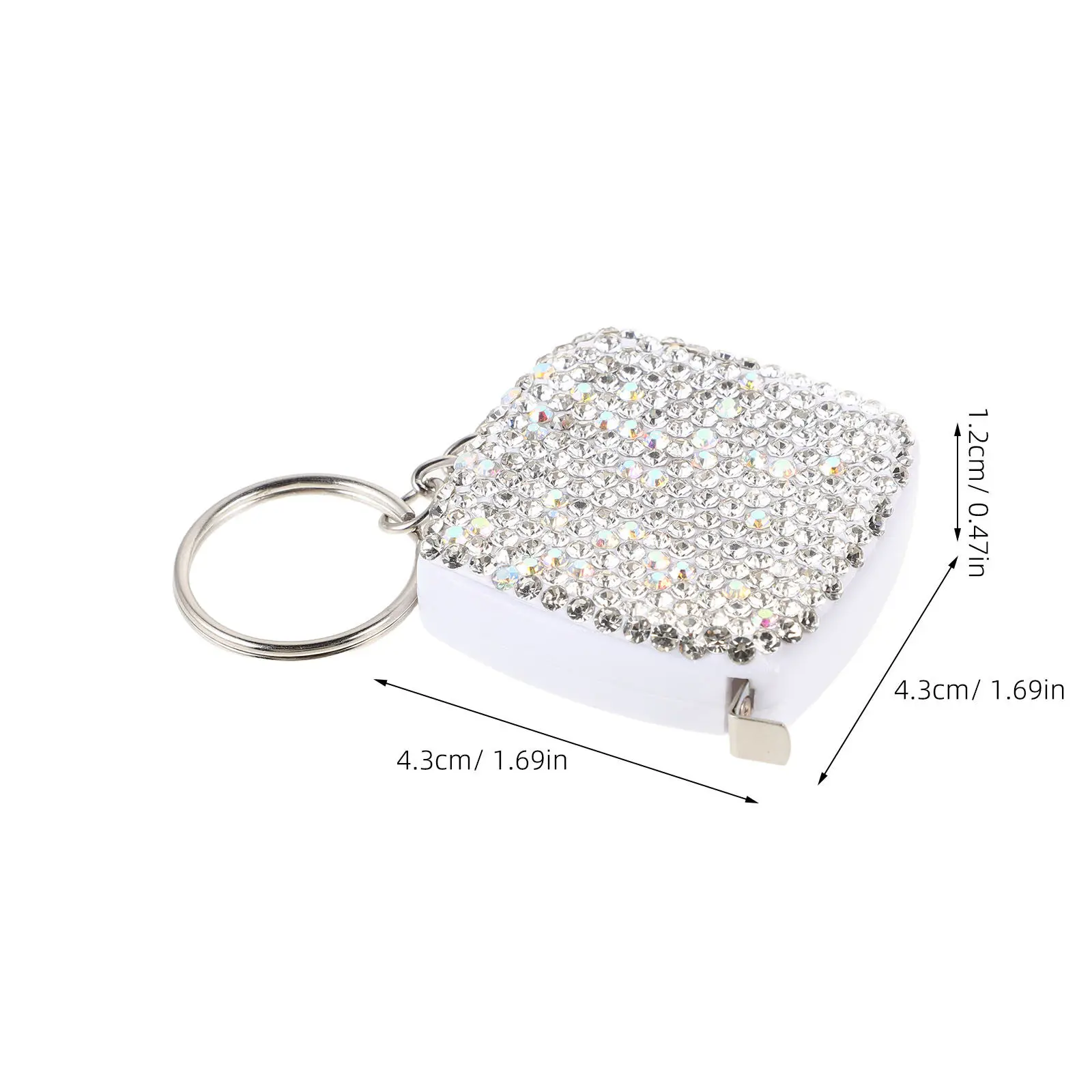 Bling Rhinestone Measuring Tape Square Case Double Scale 60 Inch Soft Retractable Tailoring Dressmaking Garment