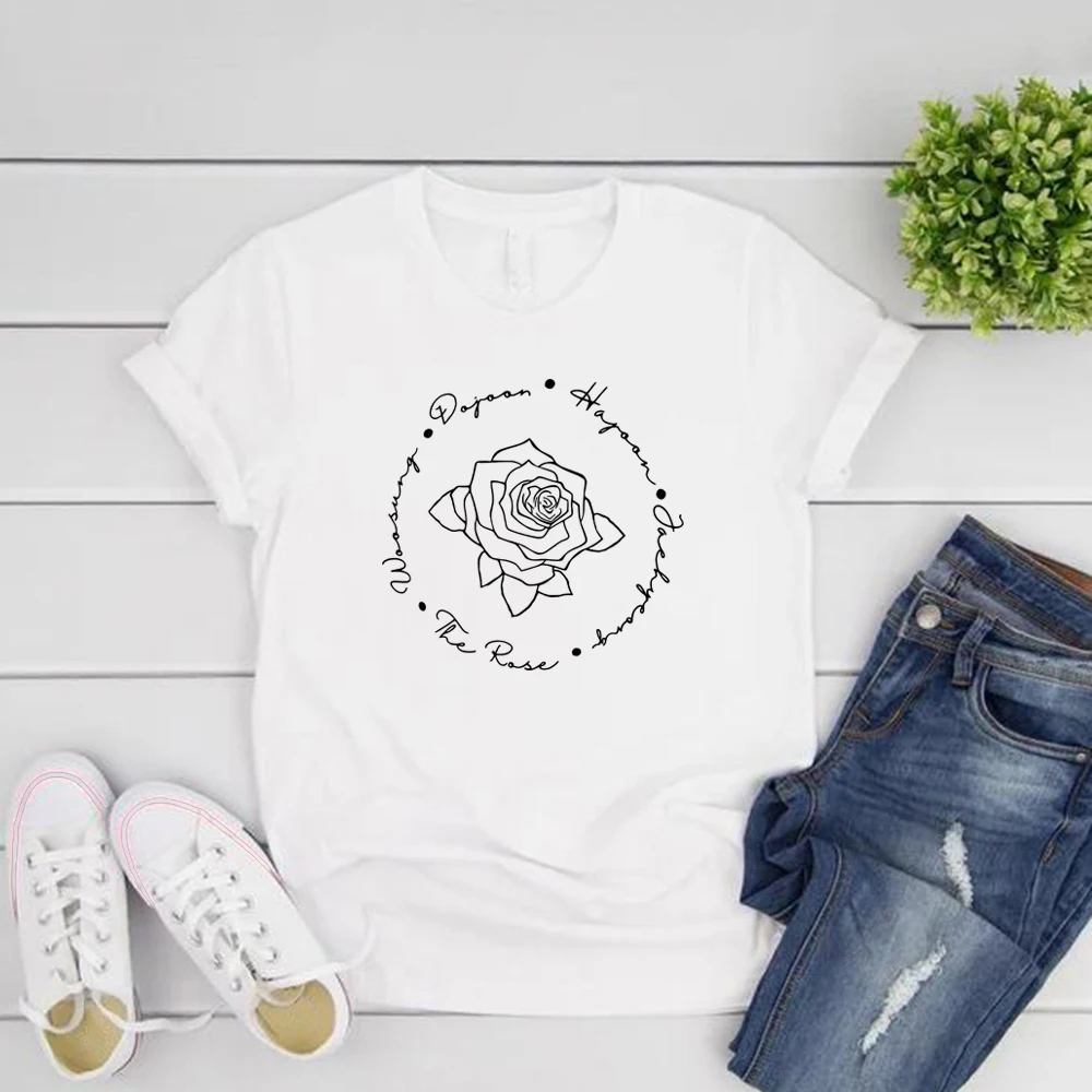 The Rose Kpop T Shirt Dual Rock Album Tee Kpop World Tour Tshirts Short Sleeve T-Shirt for Women Korean Group Women Clothing