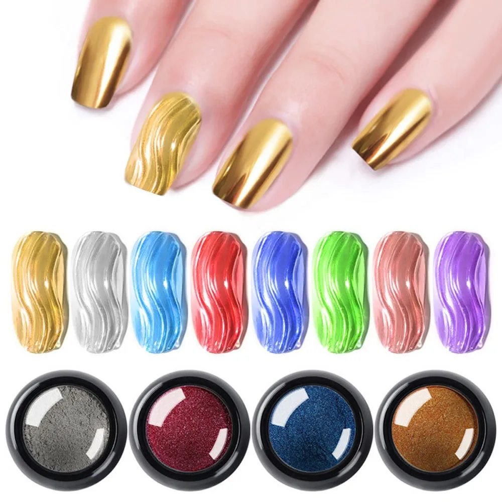 1Box 0.5g Metallic Mirror Effect Chrome Powder Nail Glitter Holographic Metallic Chrome Powder 19Colors Rubbing Pigment for Nail