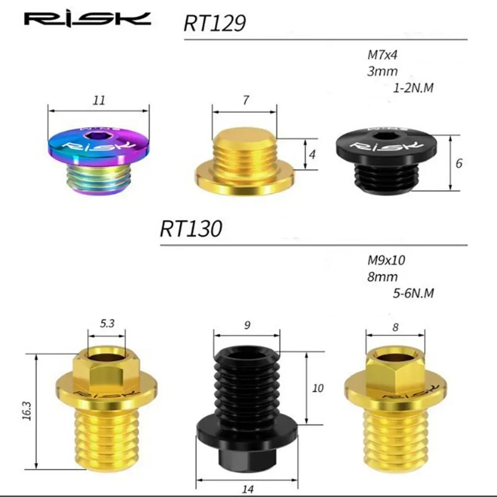 RISK 2pcs Titanium Road Bike Schaltung Bleed Bolts/Hose Locking Screw For SHIMANO R7020 R8020 R8070 R8170 R9170 Cycling Parts