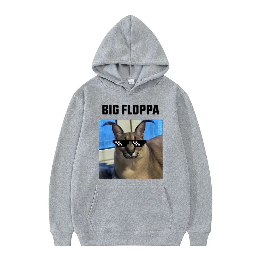 Funny Big Floppa Meme Cat Print Hoodies Men Women Long Sleeve Sweatshirt Casual Fashion Fleece Streetwear Loose Tracksuit Hoodie