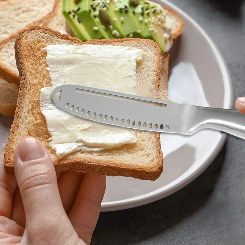 3 in 1 Butter Knife Stainless Steel Butter Knife Cheese Dessert Jam Spreaders Cream Scraper Bread Splitter Butter Spreader