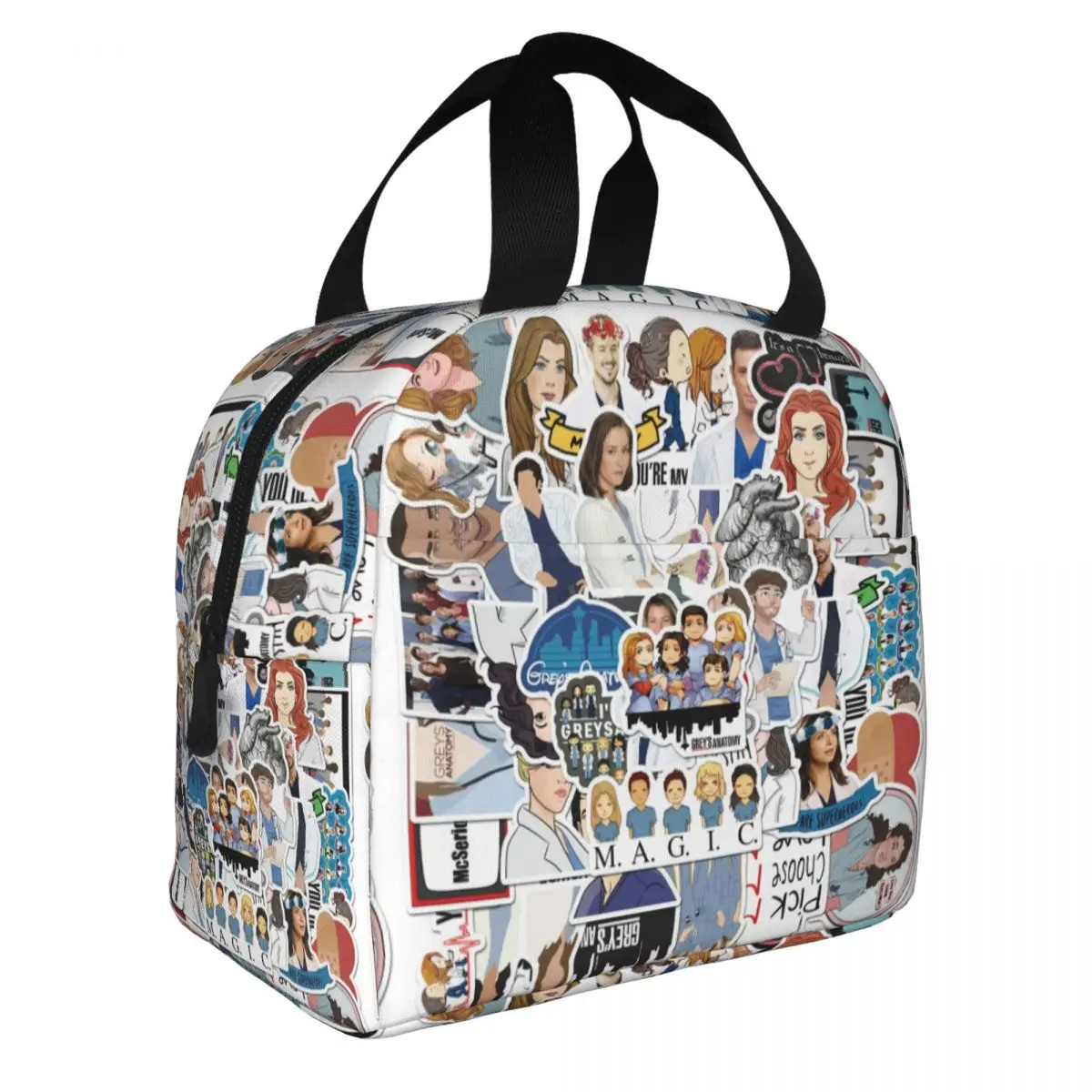 Greys Anatomy Characters Collage Lunch Bag Thermal Cooler Insulated Lunch Box for Women Kids Work School Food Picnic Tote Bags