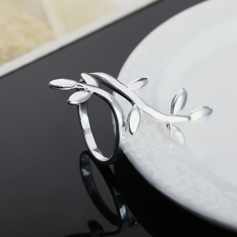 

Fine charm 925 Sterling Silver Plant vines Rings for woman adjustable Fashion Wedding Party Gifts Charm Jewelry resizable rings