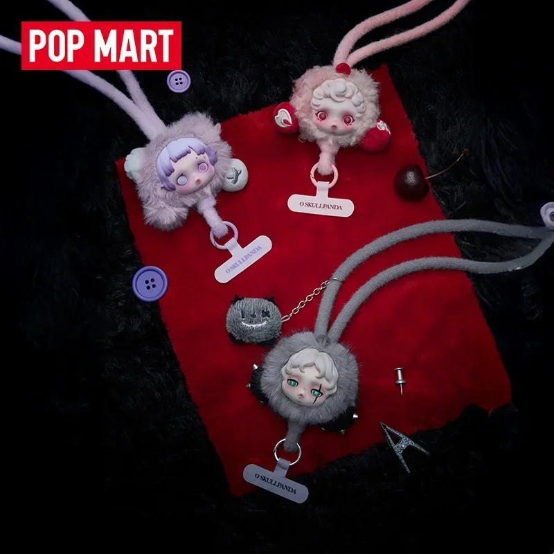 POPMART SKULLPanda لقد وجدت لي سلسلة الهاتف المحمول الحبل صندوق أعمى أنيمي الشكل تخمين حقيبة حلية التماثيل الدمى نموذج هدية