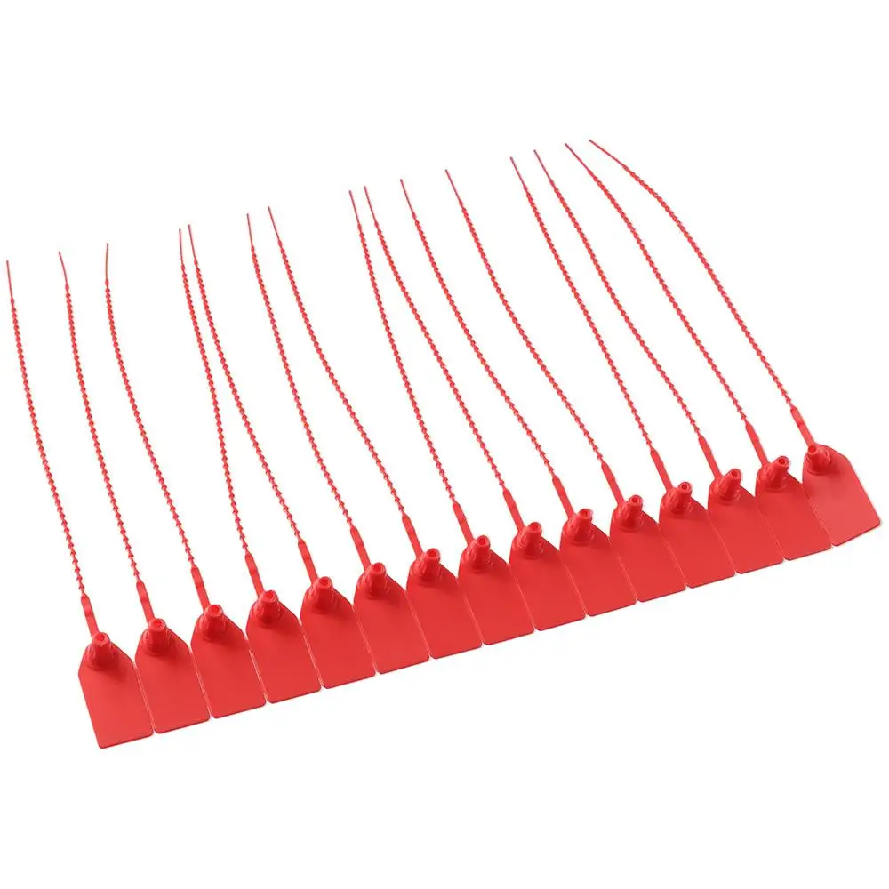 100pcs New Plastic Tamper Seals Red Disposable Numbered Zip Ties 250mm Self Locking Signage Anti Demolition and Anti-theft