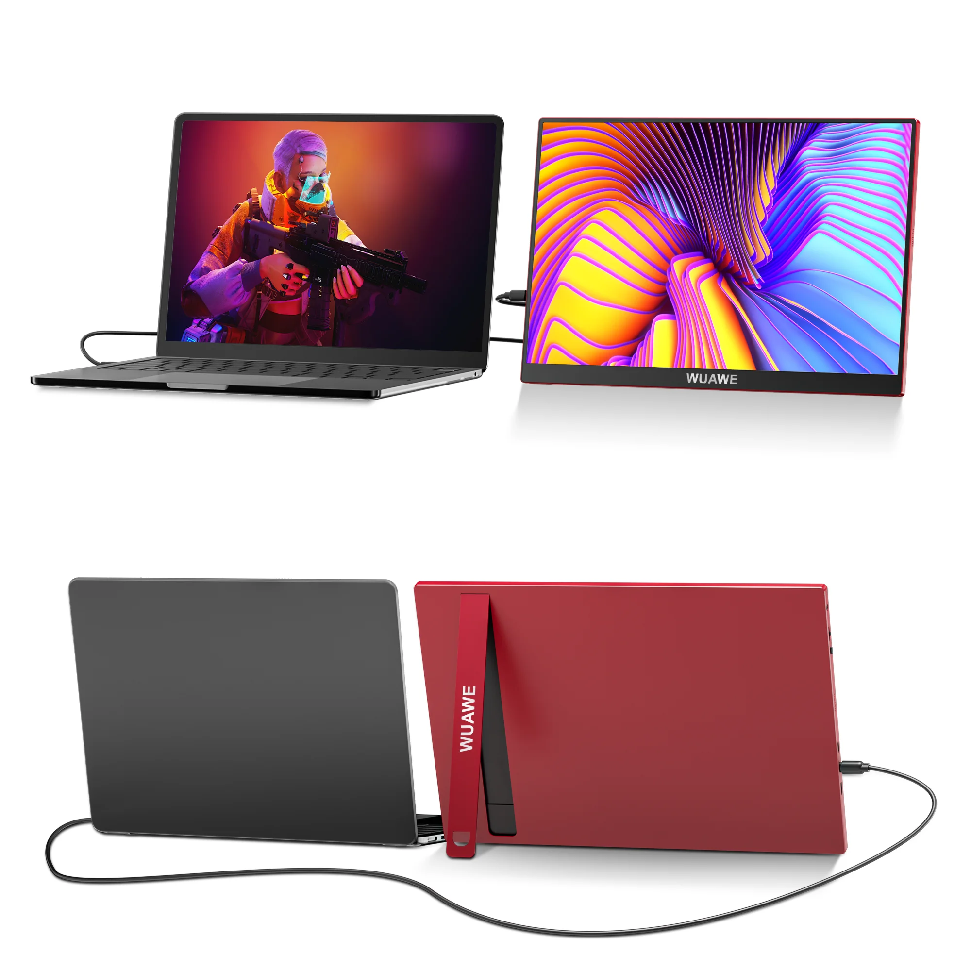 

2024 New Aluminum 120hz Gaming Portable Monitor with Stand, 16inch 1200P External Second Computer Screen for Phone Laptop Switch