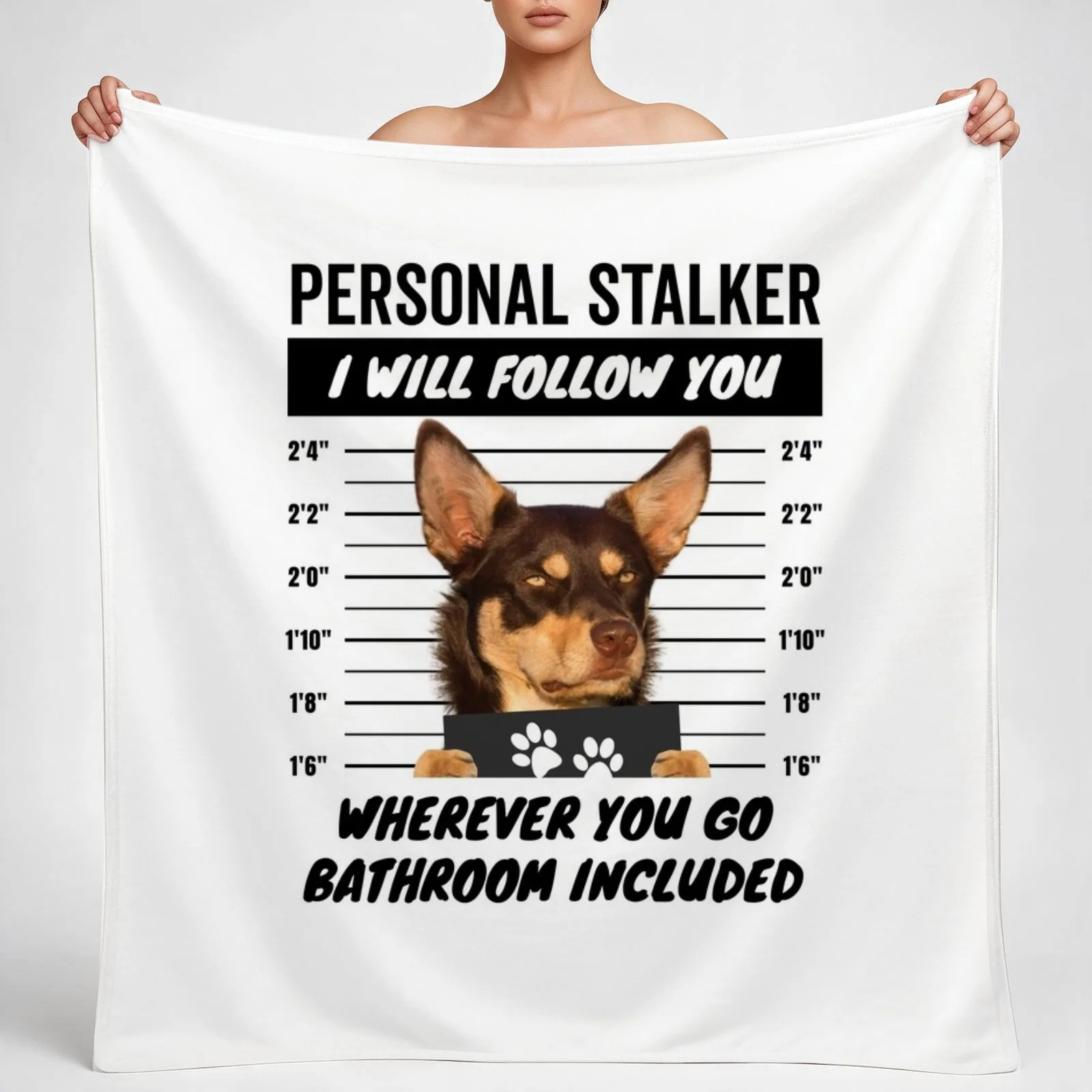 Personal Stalker Dog – Tan Red Australian Kelpie Throw Blanket couch cozy soft plush fuzzy picnic outdoor blanket