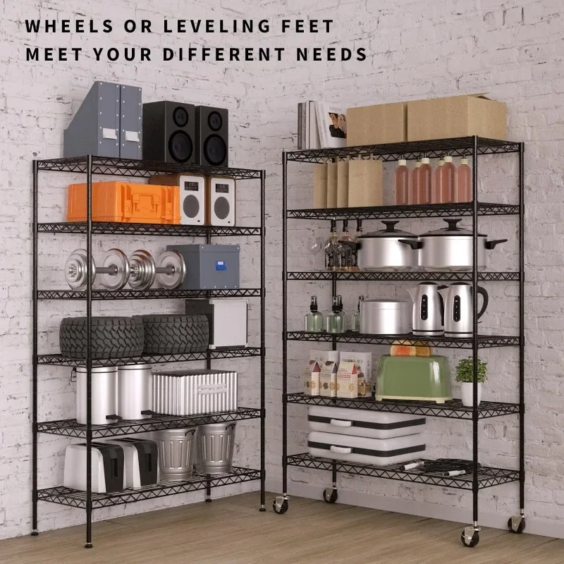 YYkokocat 6-Tier Wire Shelving Unit 2100Lb Capacity Adjustable Storage Shelves Heavy Duty Storage Rack 82