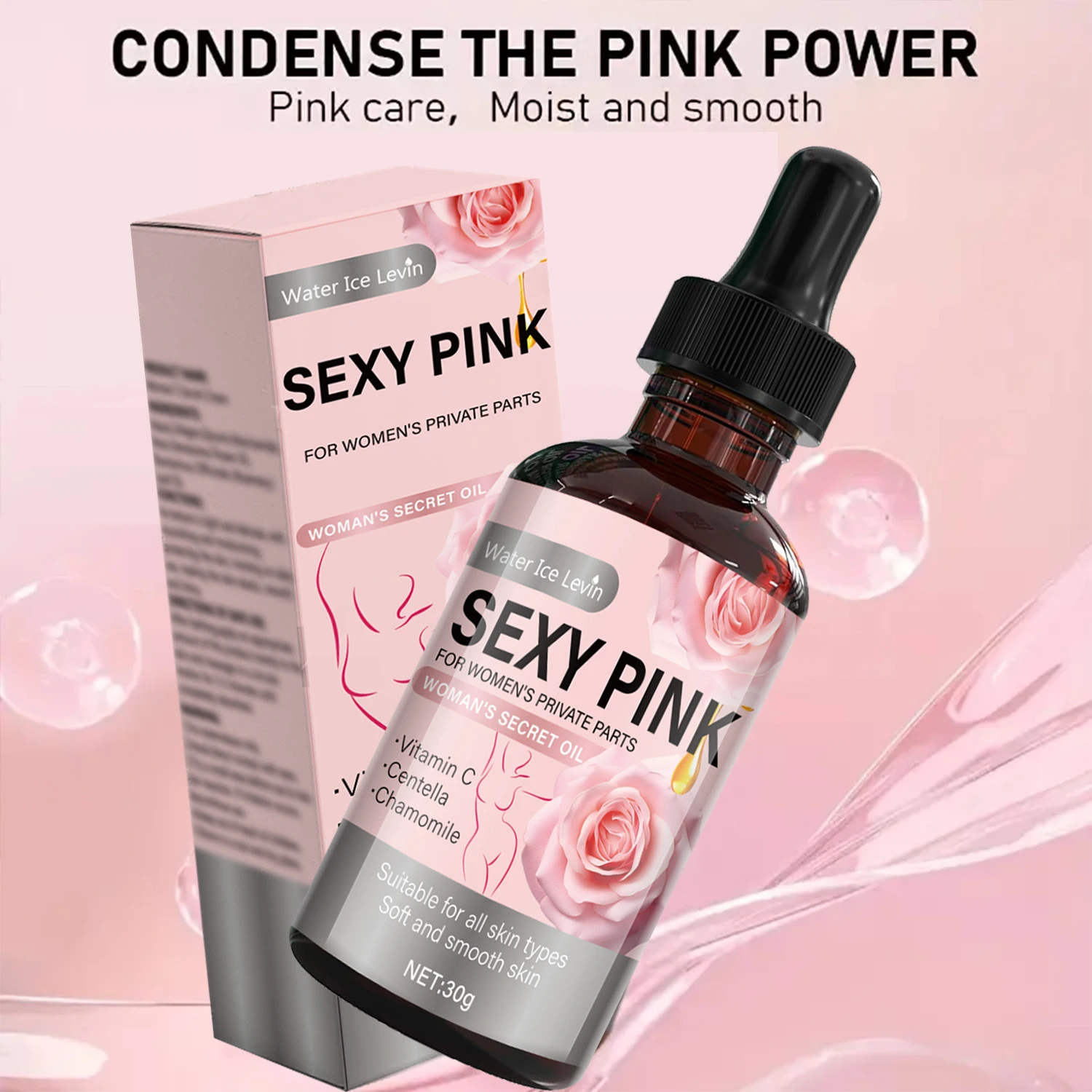 Secret Pink Intimate Oil Vitamin C & Chamomile. Softens, Smoothes, Revitalizes Skin. For Feminine Care. All Skin Types. 30g Net - view 4