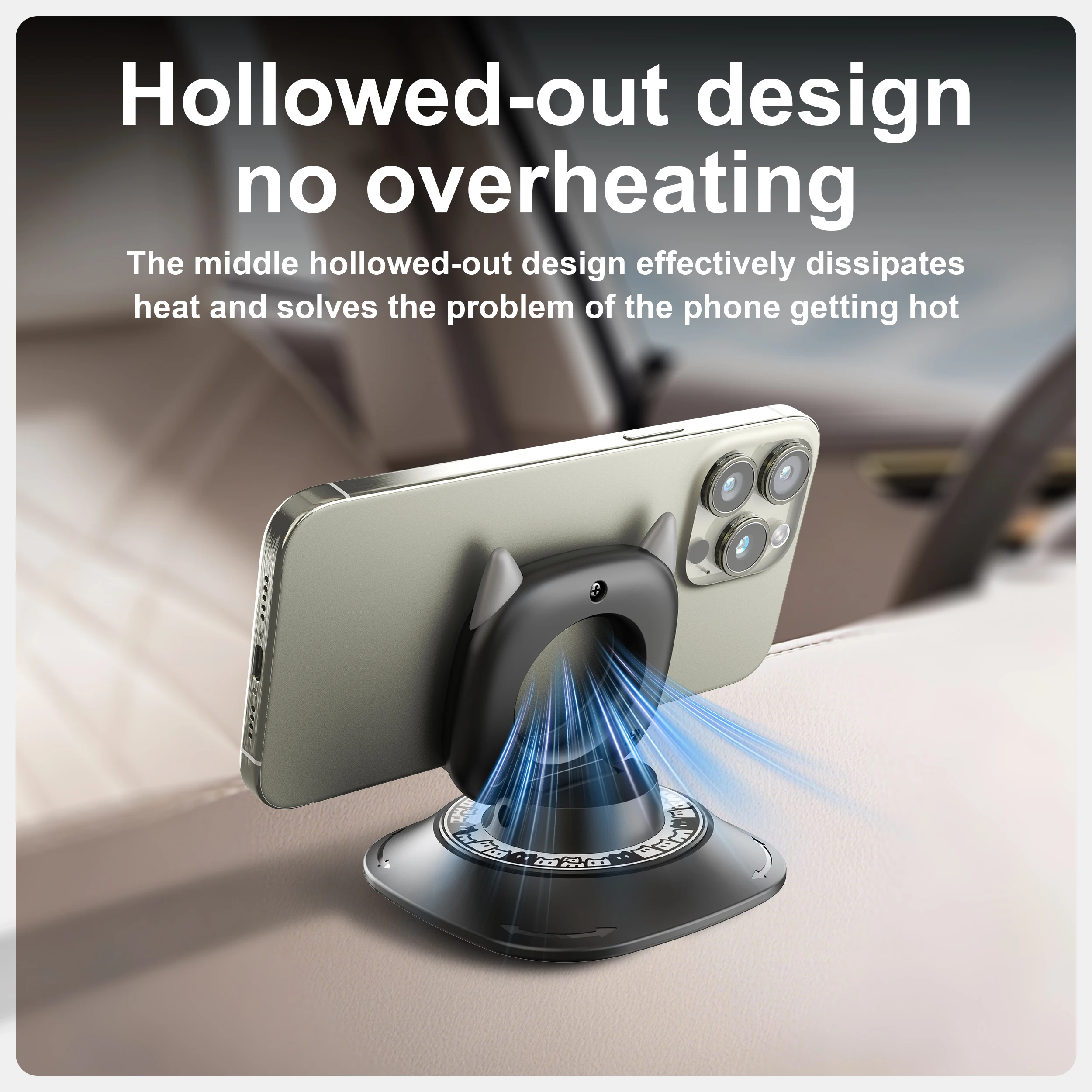 360 Degree Rotating Non-Slip Car Phone Holder Mat Dashboard Cell Phone Stand Compatible with All Smartphones - view 6