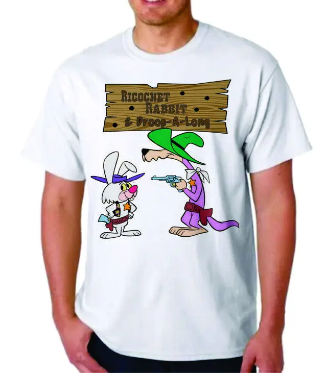 ROCHET RABBIT & OOP-A-LONG CARTOON T-SHIRT HANNA BARBERA CEREAL