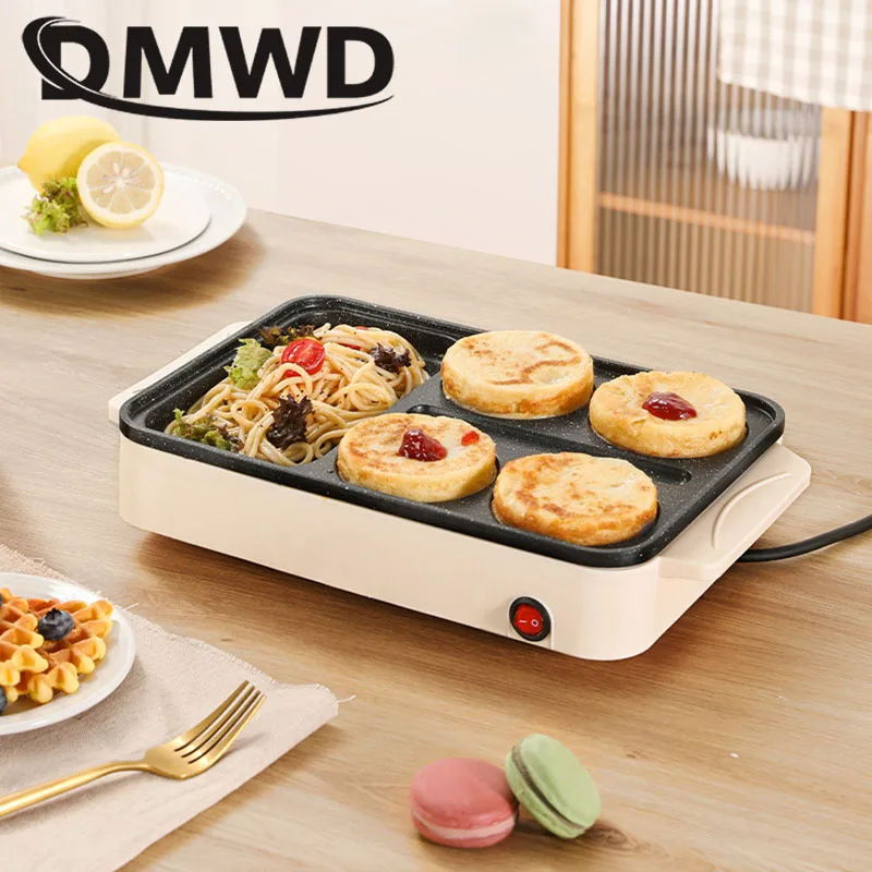 DMWD Electric Eggs Roasted Hamburger Machine Red Beans Cake Crepe Maker MINI Pie Pancake Baking Fried Egg Omelette Frying Pan EU