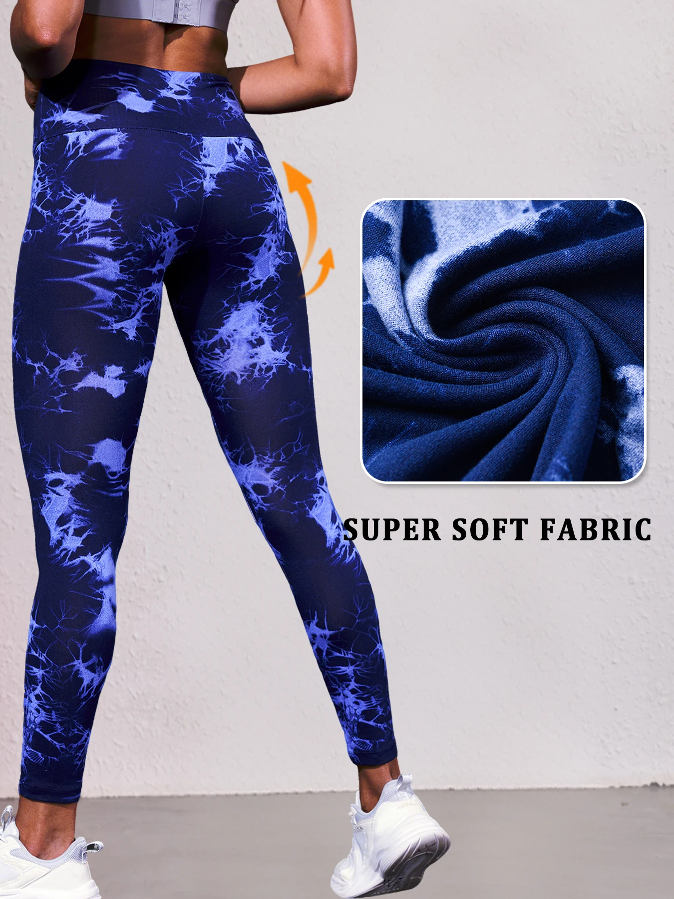 เลกกิ้งผ้ายืดหยุ่นสูงเอวสูงลายมัดย้อมสำหรับผู้หญิง เหมาะสำหรับโยคะ วิ่ง ออกกำลังกาย ไม่บาง มองไม่เห็นผ่าน กระชับรูปร่าง ยกกระชับ เหมาะสำหรับฟิตเนส