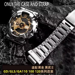 GA110 For G-SHOCK Casio GA-110GB/100/120 Black Warrior Modified Stainless Steel Metal Case wristband Bracelet Men Gold Watch Set