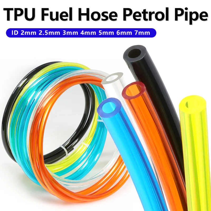Tuyau de carburant flexible en TPU pour moto et voiture, résistant à l'huile, diamètre intérieur 2mm, 2.5mm, 3mm, 4mm, 5mm, 6mm, 7mm, longueurs 2/5/10 mètres
