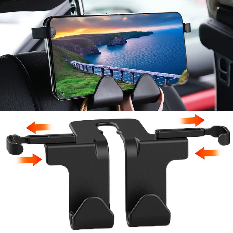 Universal Car Hidden Creative Cell Phone Holder Hooks Auto Seat Headrest Hooks Handbags Clothes Holder Automotive Accessories