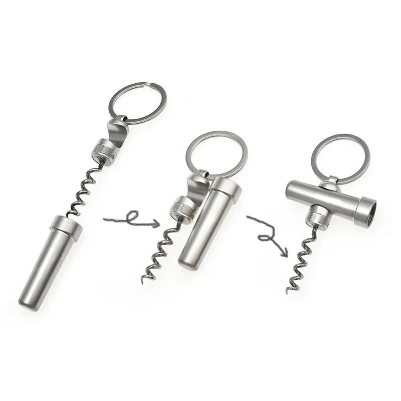 

Keychain Outdoor Portable Mini Multifunctional Zinc Alloy 3 In 1 Bottle Opener Wine Beer Can Opener Wood Corkscrew Kitchen Tools