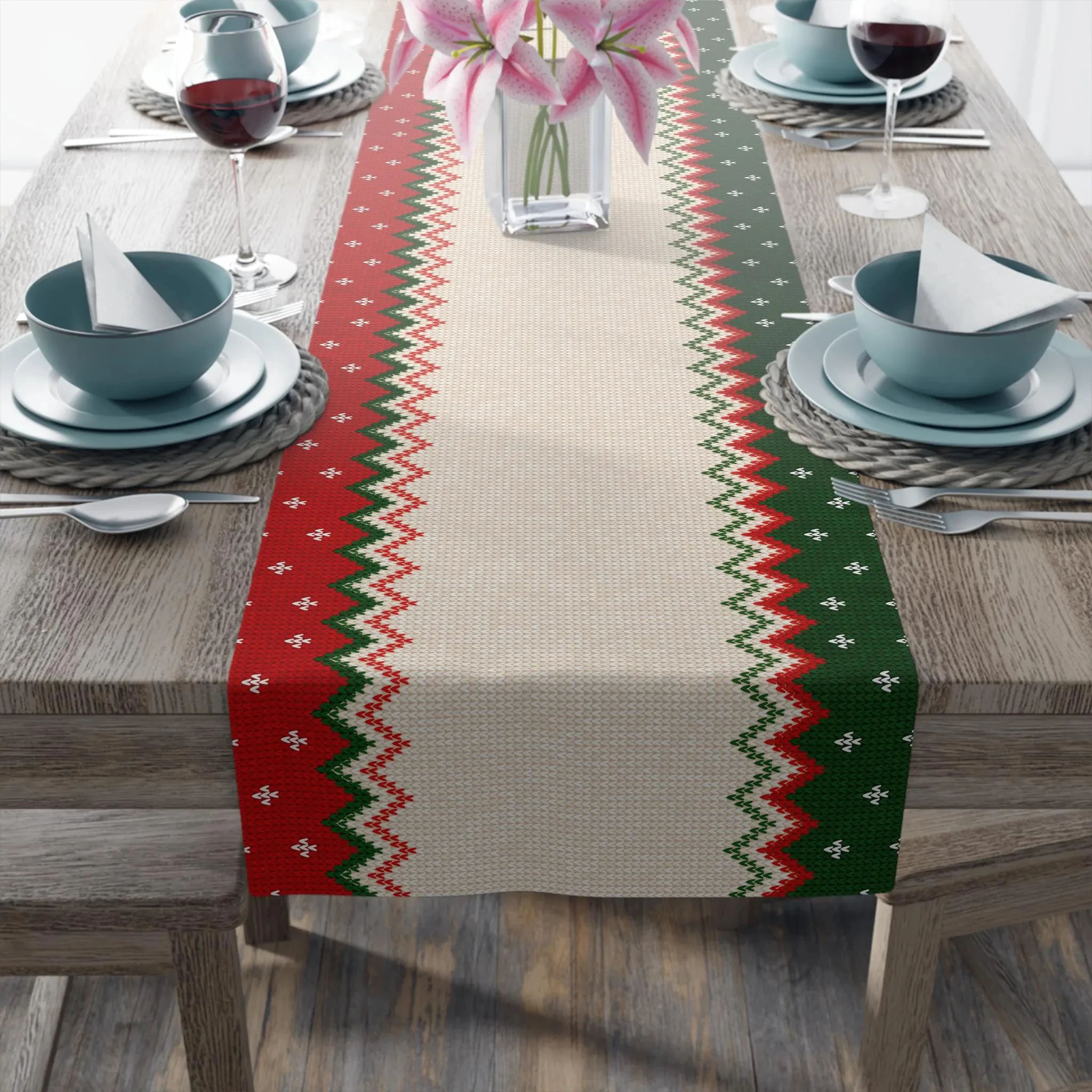 Artistic Xmas Table Runner Perfect For Home Decor Best Present Option Linen Fabric Print Design Durable Washable