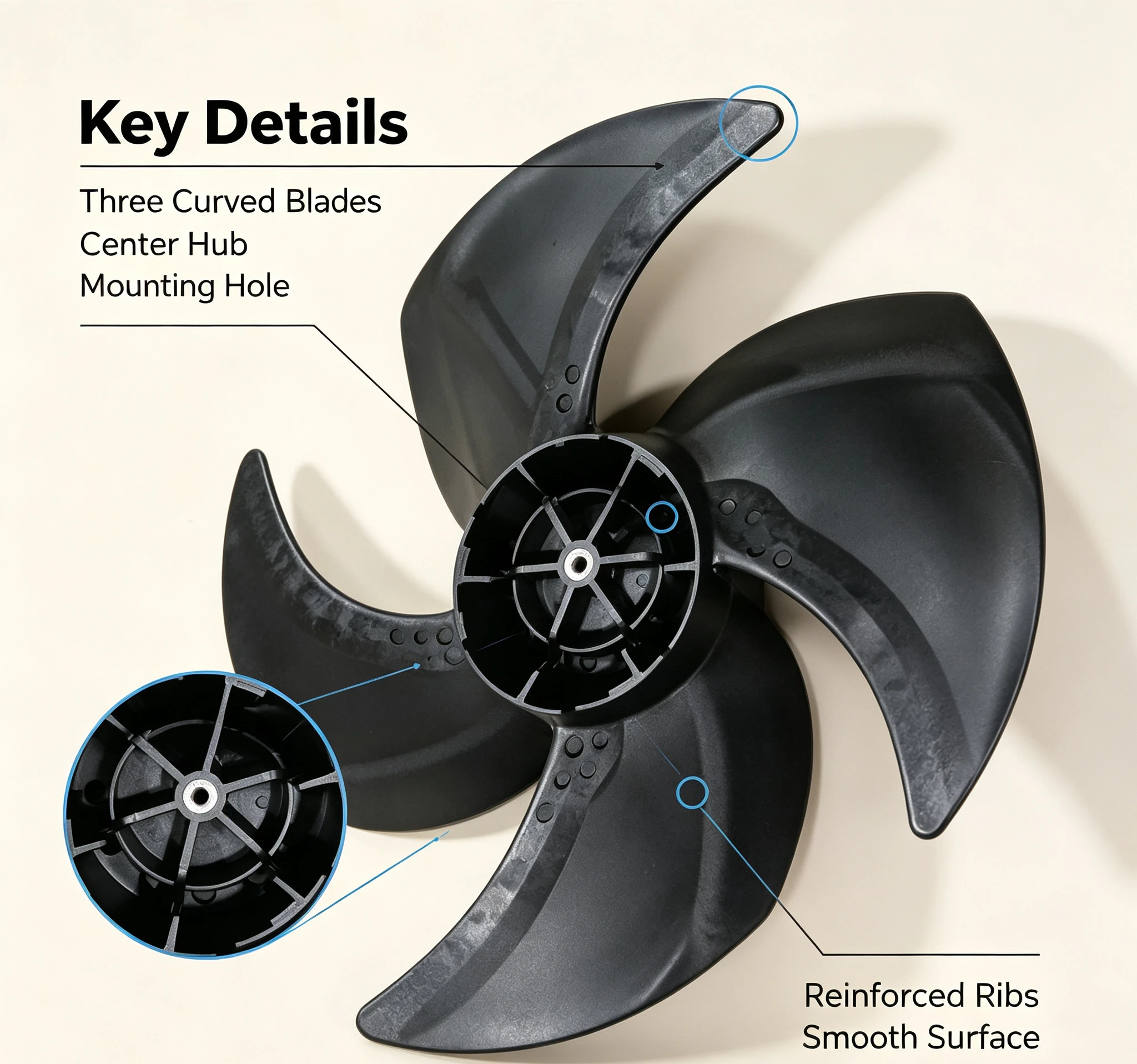 Central Air Conditioner Outdoor Unit Spare Part Axial Fan Impeller Blade 17A17362 Cooling Fan Wheel Accessory