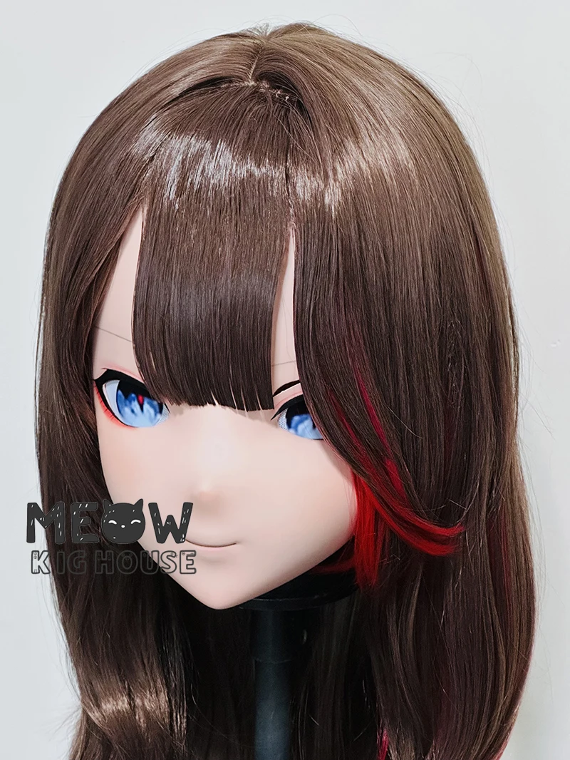 (MEO580) Customize Handmade Full Head Lockable Crossdress Male to Female Japanese Cartoon Anime Game Character Kigurumi Mask
