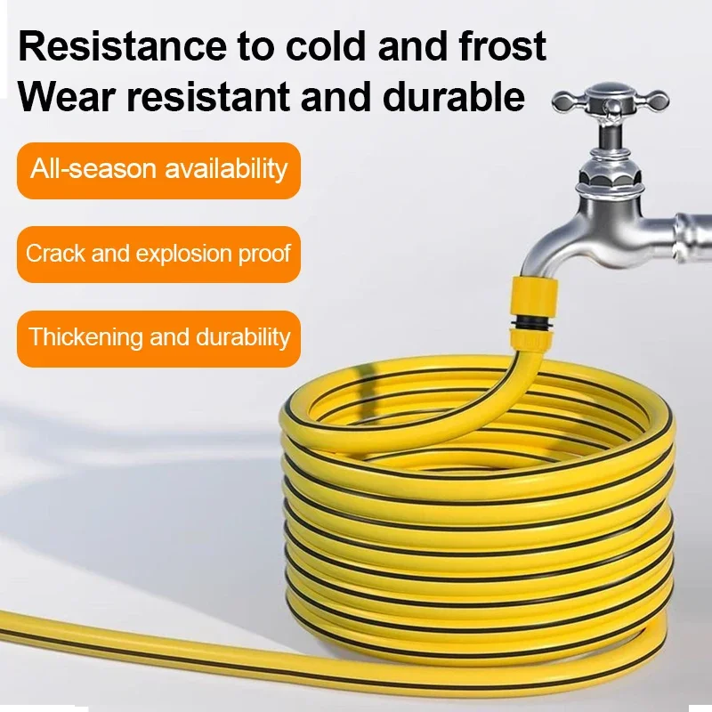 5/10m Heavy Duty Rubber Garden Hose Leakproof Wear Resistant Pipe 1/2 Inch Quick Connectors For Garden Watering Car Washing