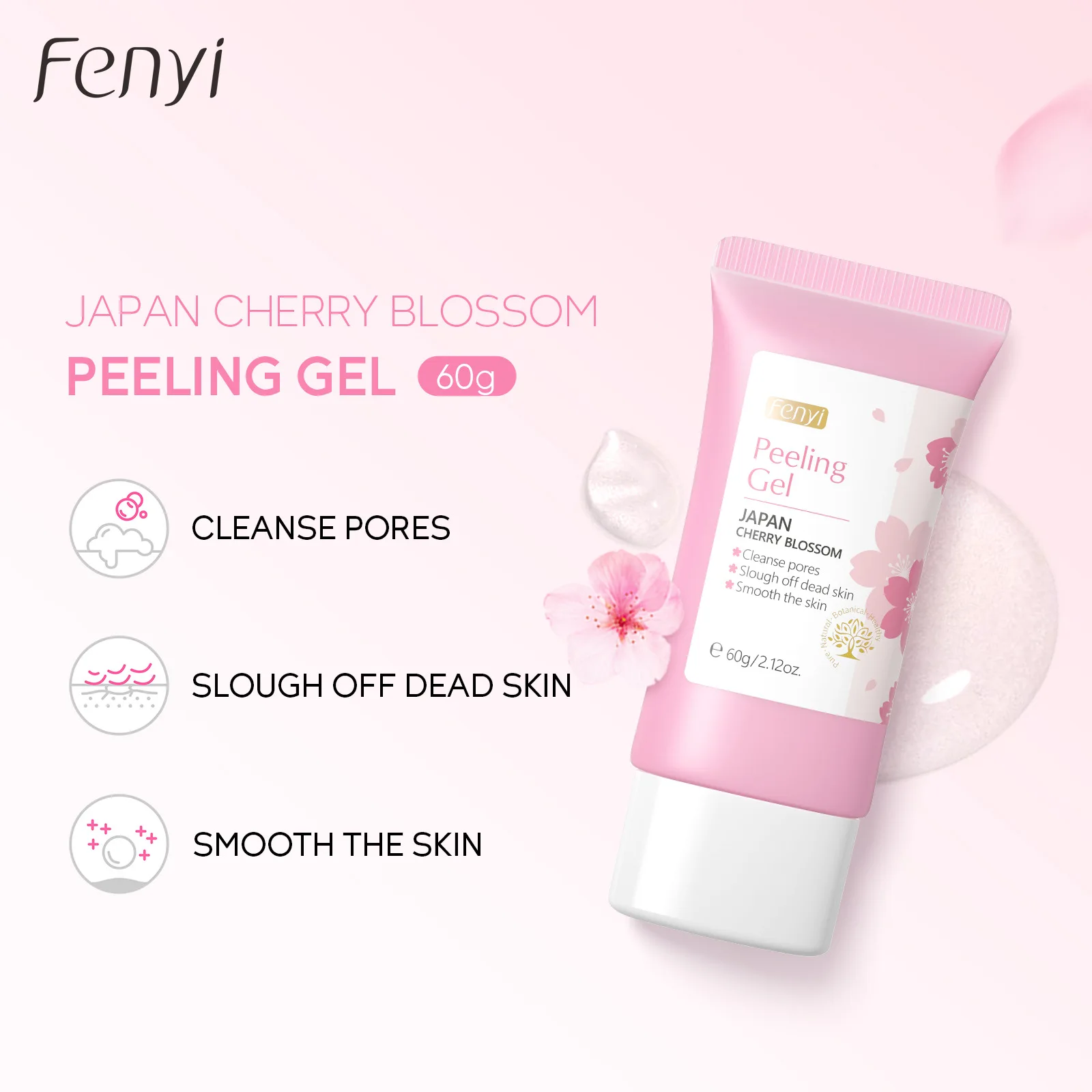 60g เจลขัดผิวหน้าไวท์เทนนิ่ง Peeling Cream Face Scrub Cleanser สิว Blackhead Treatment Moisturizing Repair Skin Care