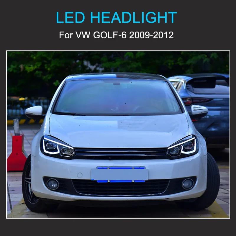 1 Pair LED Headlight Assembly for VW Golf 6 MK6 2009-2012 Headlights Plug and Play with LED DRL Turning Front Head Lights