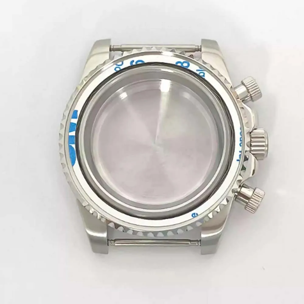 

1pc 40MM Stainless Steel Watch Case Sapphire Crystal 3ATM SUB Watch Shell 3-crown at 2/3/4 for VK63 Quartz Movement Parts