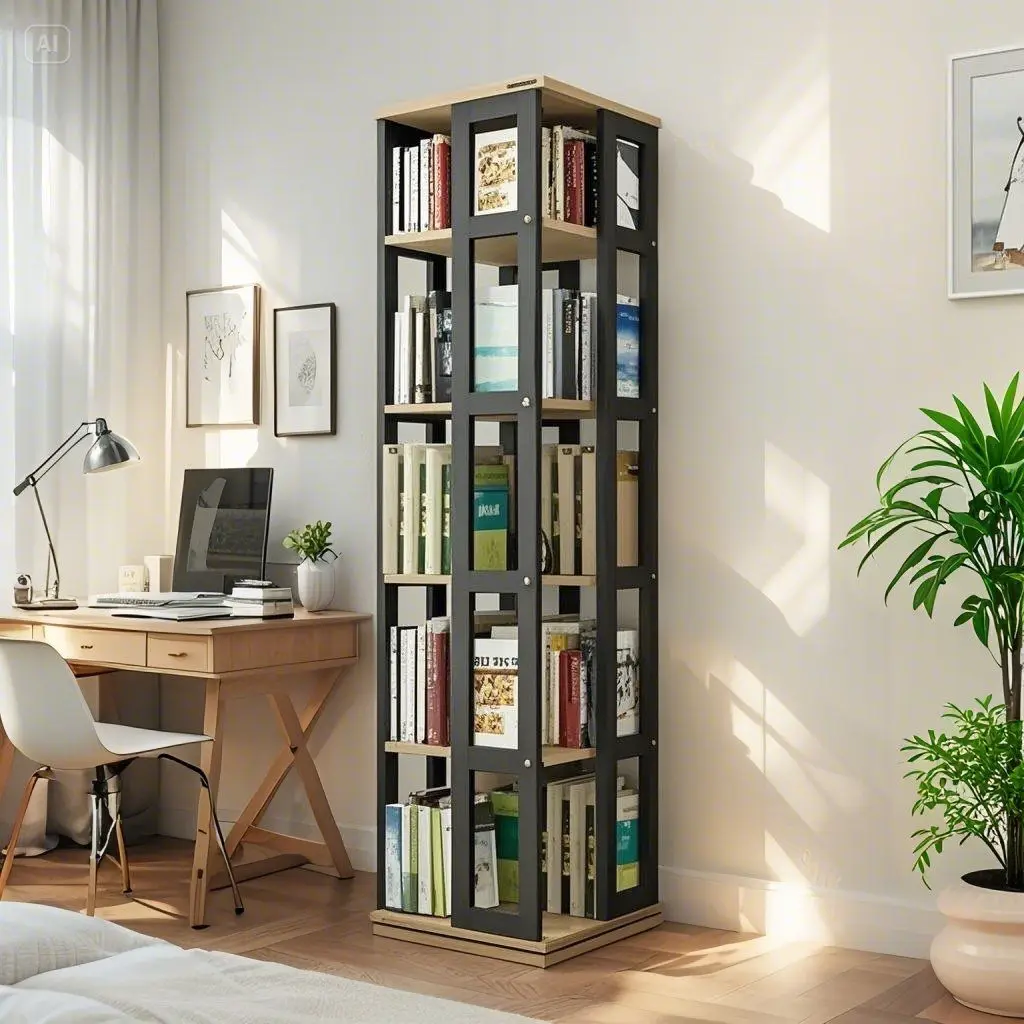 360° Swivel Bookcase Modern Multi-Layer Storage Organizer for Living Room Bedroom Display Rack  Furniture for Home Office