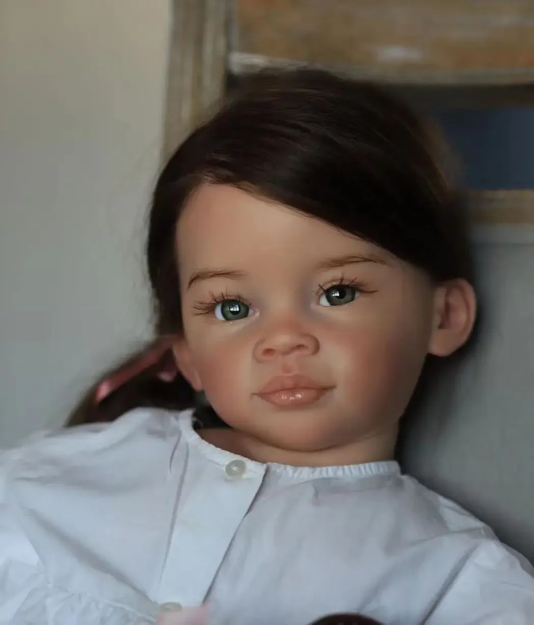 

SINO-BB Customized Limited Supply 32inch Reborn Baby Doll Meili With Hand-Rooted Long Brown Hiar Already Finished Doll Christmas
