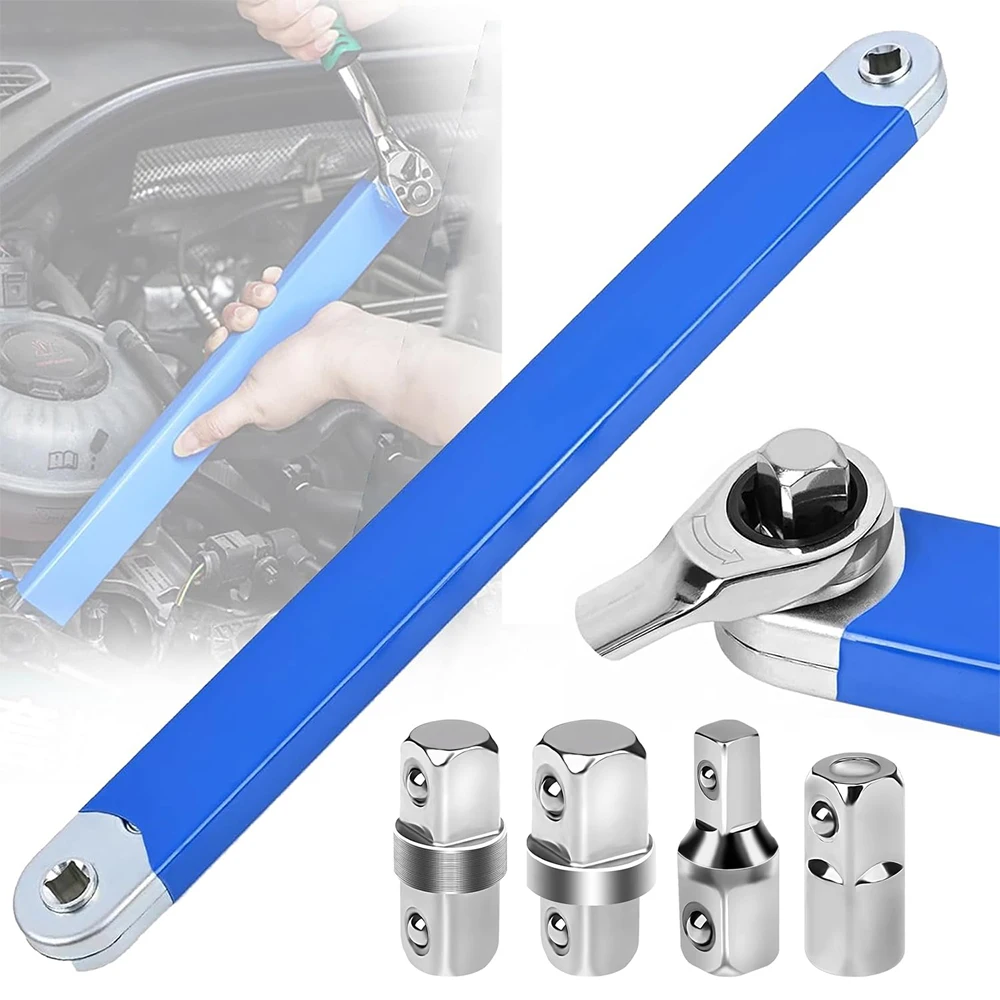 

Ratchet Torque Extension Wrench Mechanical , Workshop Automotive Garage Tools 15 Inch Car Spanner with 1/4" 3/8" 1/2" Adapter
