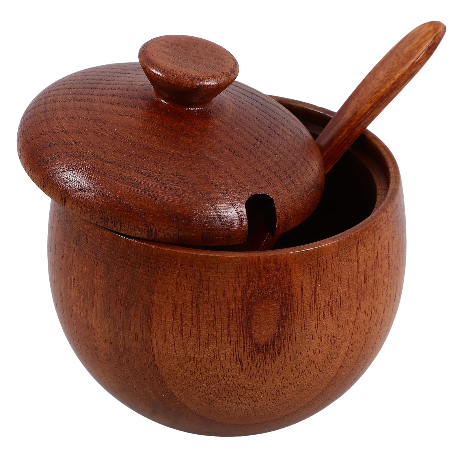 

1Set Wooden Seasoning Jar Small Size Lid Spoon Tight Seal Salt Sugar Spice Storage Bowl Wooden Seasoning Jar Tea Canister
