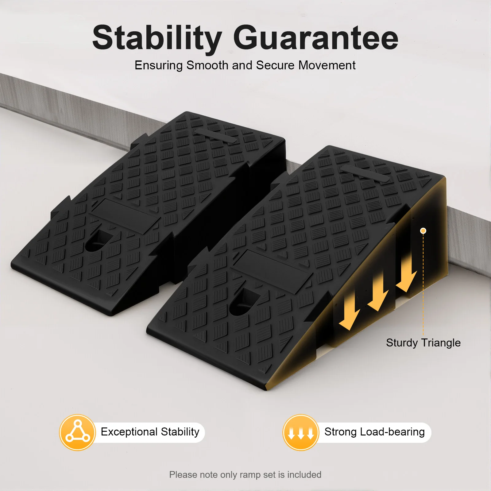 2PCS Plastic Load Ramps 19cm Lightweight Heavy Duty Auto Ramps Non-Slip Patterns for Traffic Roads Store Entrances Sheds