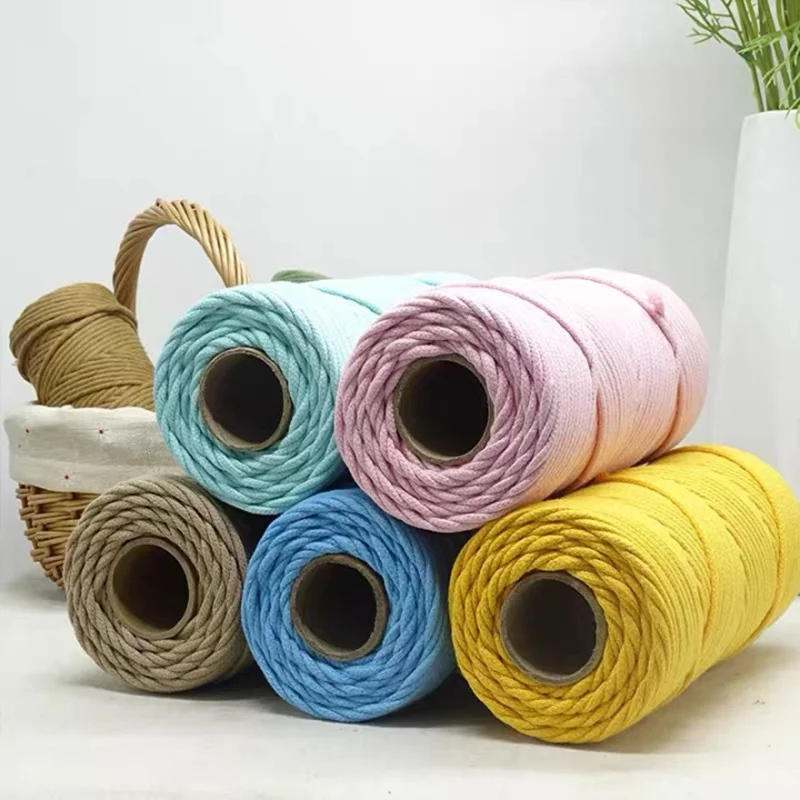 Macrame 5mm 8-Strand Cored Cotton Rope Pure Cotton DIY Handicraft Bracelet Braided Thread Non Elastic Morandi Color Room Decor