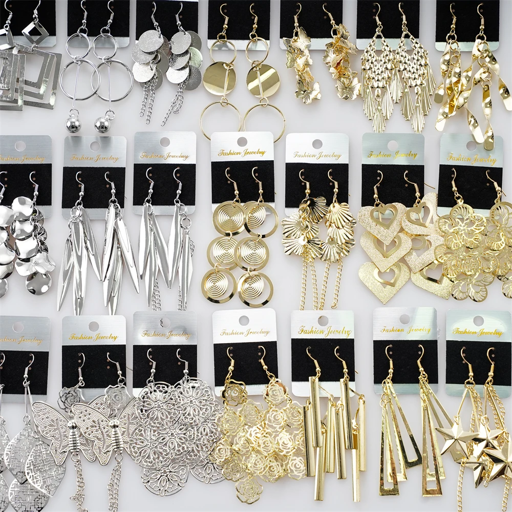 10/20/30/50Pairs/Lot Retro Trend Bohemian Frosting Carved Hollow Earrings For Women Mix Style Jewelry Party Gifts Wholesale