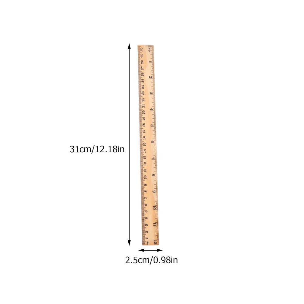 Régua de madeira multifuncional portátil para crianças, multifuncional, doméstico, conveniente, reto, acessório escolar, estudante, criança, 12 pcs