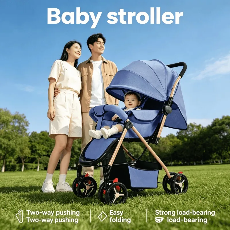 

Lightweight Portable Baby Stroller - Reversible, One-Hand Fold, High Seat Ideal for Newborns & Toddlers (0-36 Months) Cart
