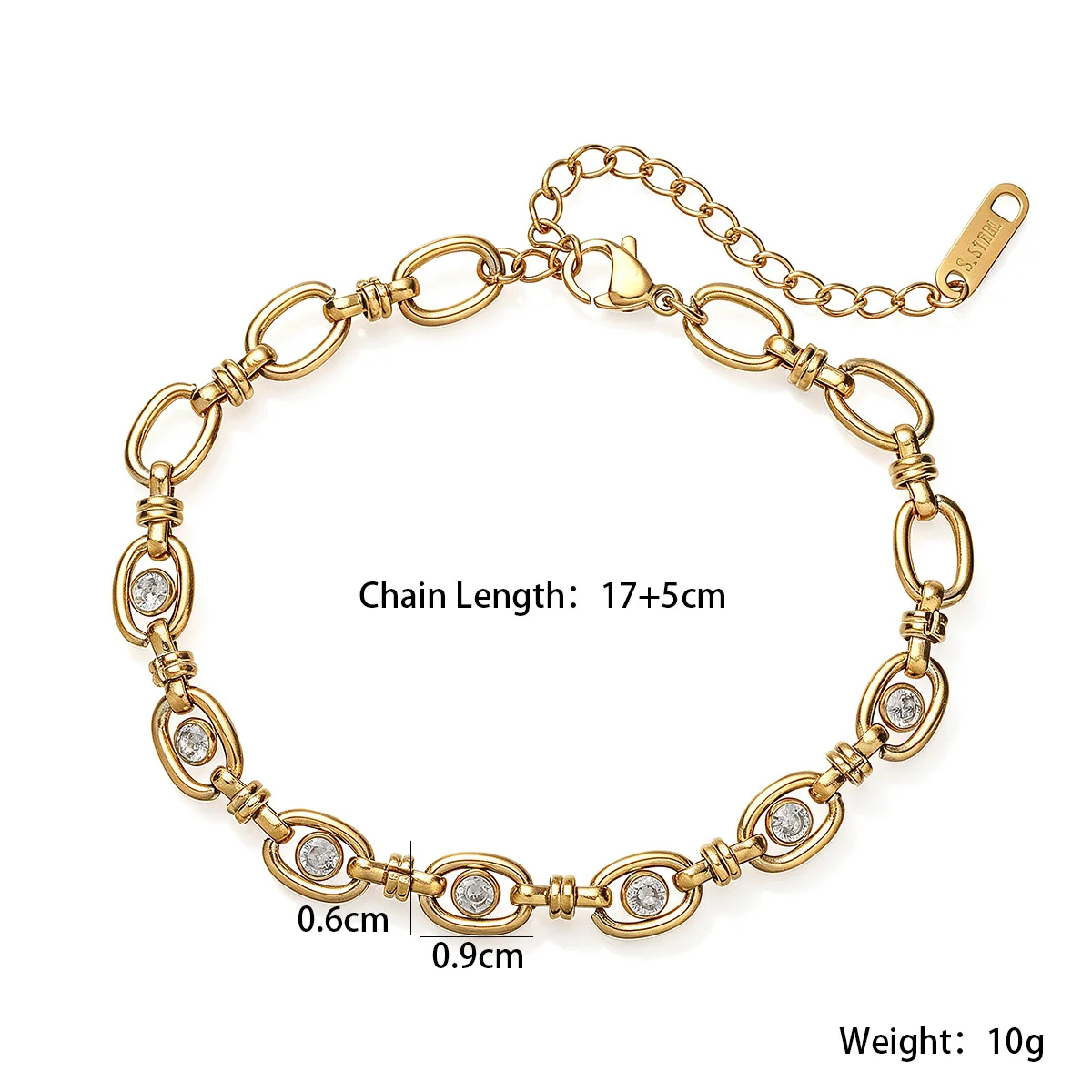 NEWBUY Trendy Gold Color AAA Cubic Zirconia Bracelets For Elegant Women Non-Fading Stainless Steel Jewelry