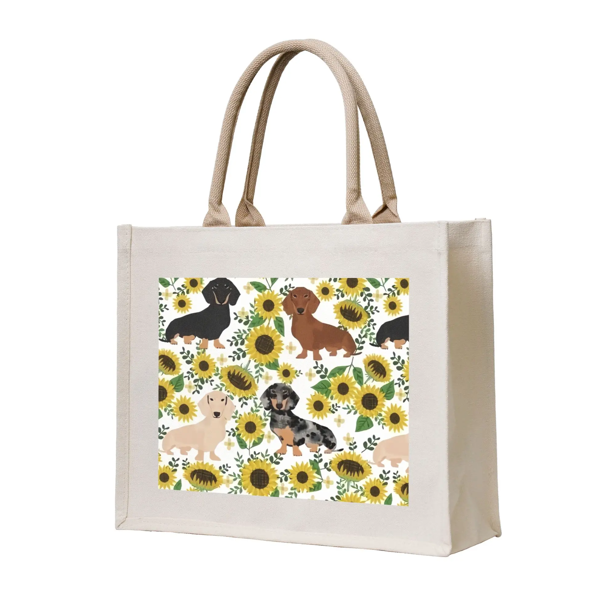 Funny Print Badger Sausage Dog  Shopping Tote Bags Portable Shopper Shoulder Dachshund Puppy  Handbag