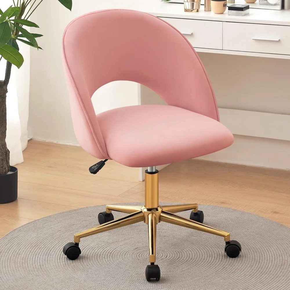 

Furniliving Pink Vanity Chair,Cute Desk Chairs Fr Girls with Back, Rolling Upholstered Accent Chair for Living Room/Bedroom,Pink