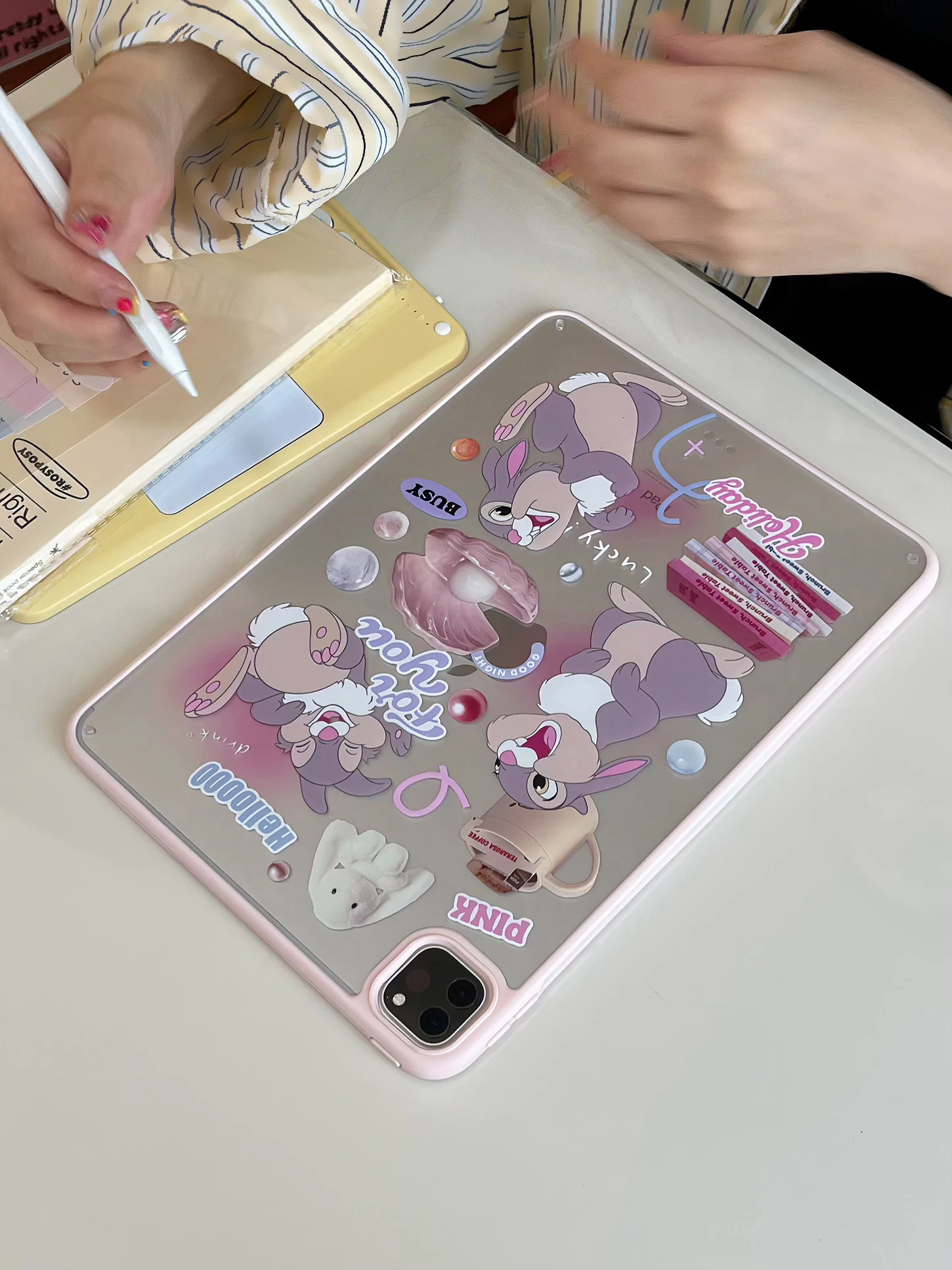 For IPad 9 8 Seventh Generation Air 2 3 4 5 6 10.9 Pro 11 Cute Cartoon Disney Rabbit Acrylic Case Tablet PC Protective Cover