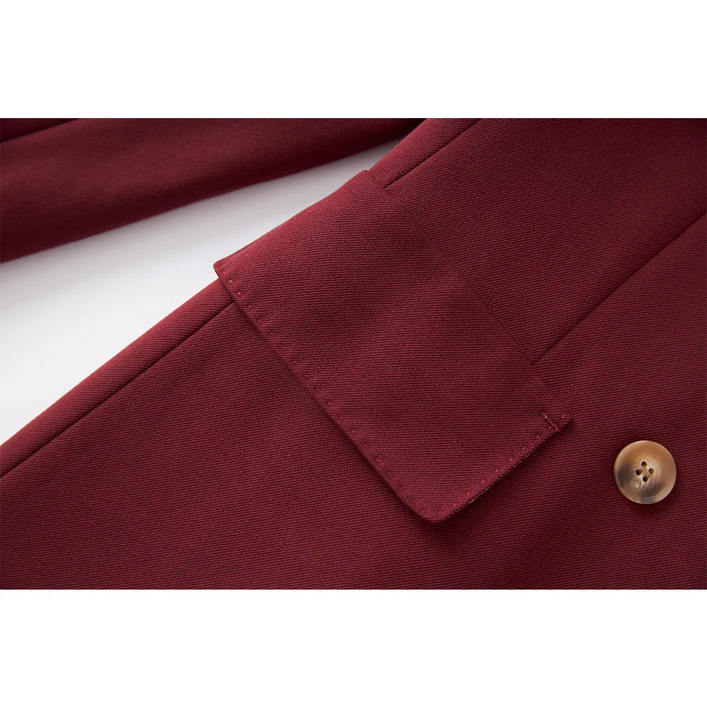 LEOSOXS Women Two Piece Suit Sets For Women Lapel Long Sleeves Spliced Double Breasted Blazer Wide Leg Suit Pant Set Female New