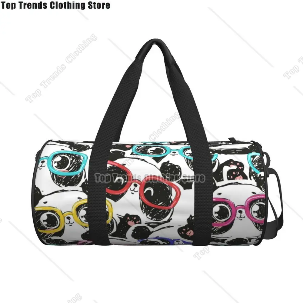 Gym Bag Cute Panda Sports Bag Gym Accessories Green Leaves Print Couple Oxford Design Handbag Novelty Travel Fitness Bag