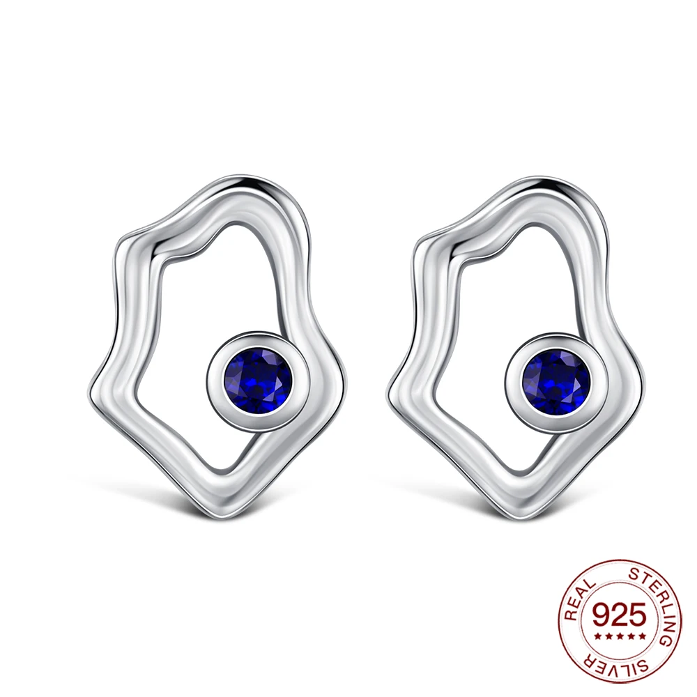 New 925 Sterling Silver Irregular Stud Earrings Hypoallergenic Earrings Daily Commute Modern Art Deco Jewelry Gift For Women