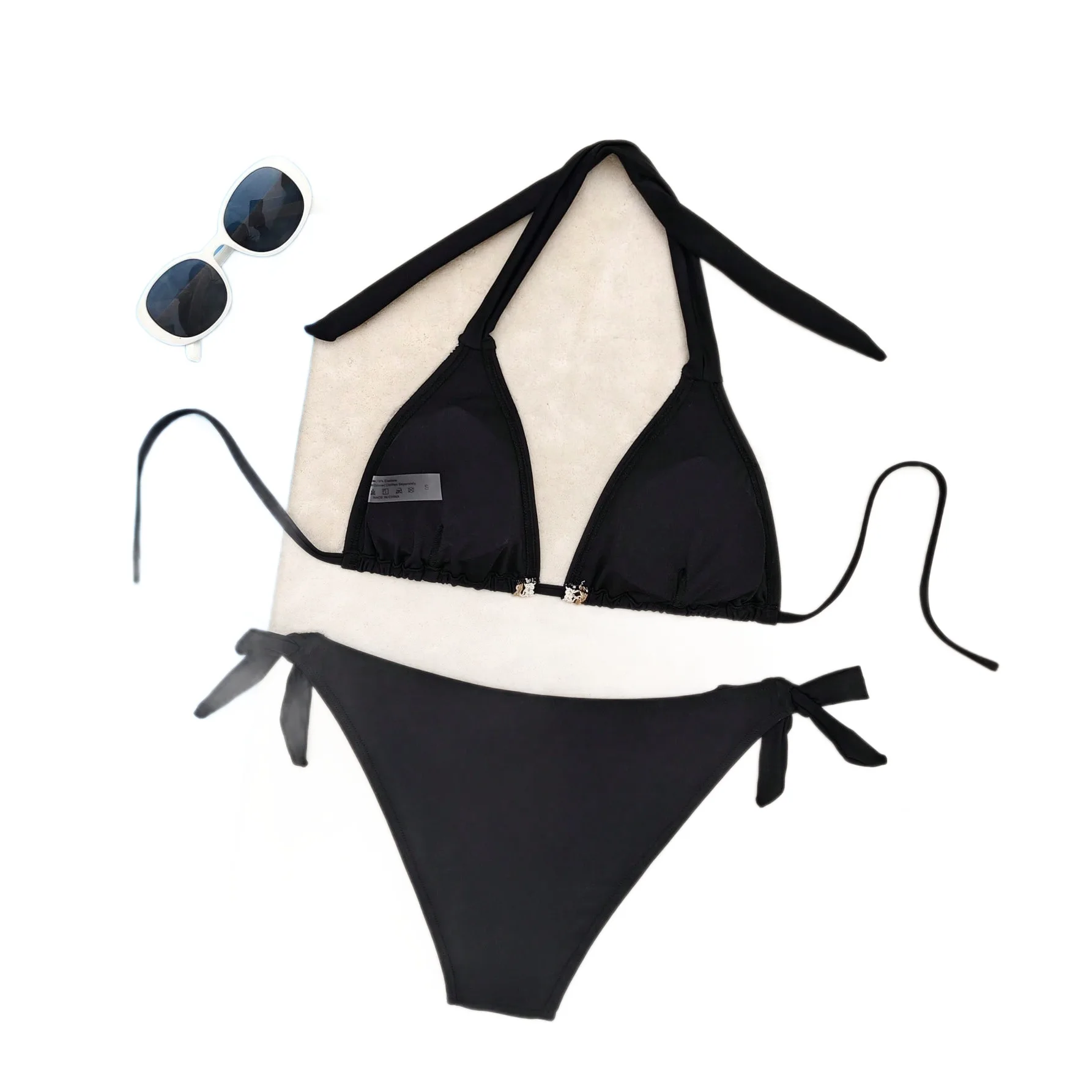 Seductive Bikini Classic Tie-Side Beachwear Bikini Adjustable Strappy Shoreline Bikini UltraSexy High-Cut Mesh Swimsuit